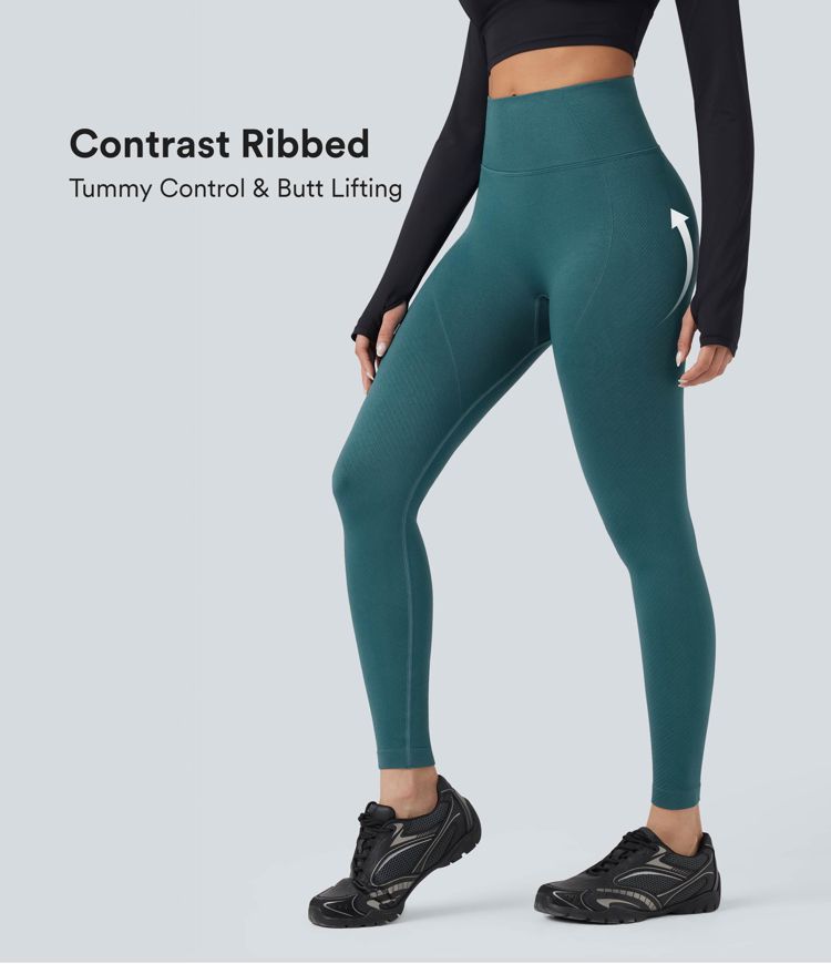 Leggings de Yoga 7/8 de Cintura Alta con Control de Abdomen y Realce de Glúteos de Flujo Perfecto
