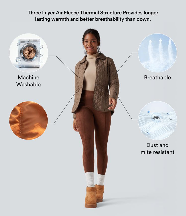 Water Repellent Long Sleeve Packable Casual Quilted Synthetic Down Jacket with Pockets