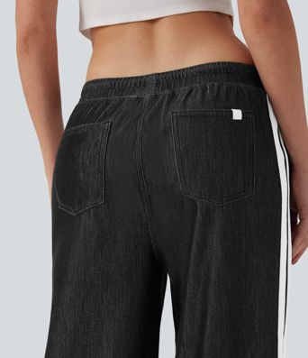 Halara Flex™ Low Rise Drawstring Color Block Striped Casual Baggy Sweatpants Trackpants Jeans with Pockets