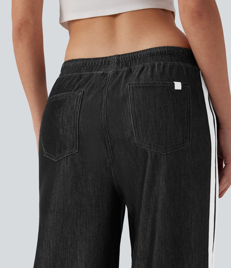 Halara Flex™ Low Rise Drawstring Color Block Striped Casual Baggy Sweatpants Trackpants Jeans with Pockets