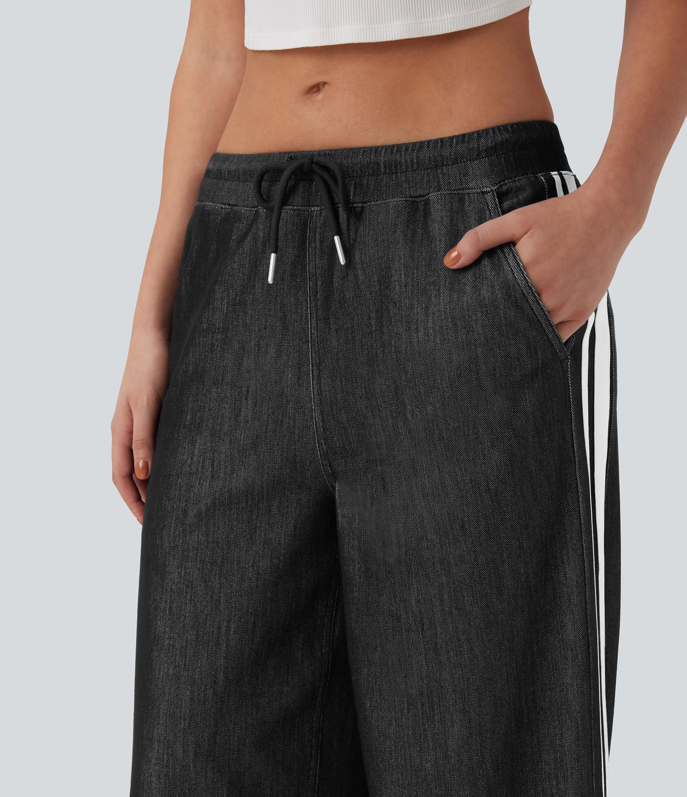 Halara Flex™ Low Rise Drawstring Color Block Striped Casual Baggy Sweatpants Trackpants Jeans with Pockets