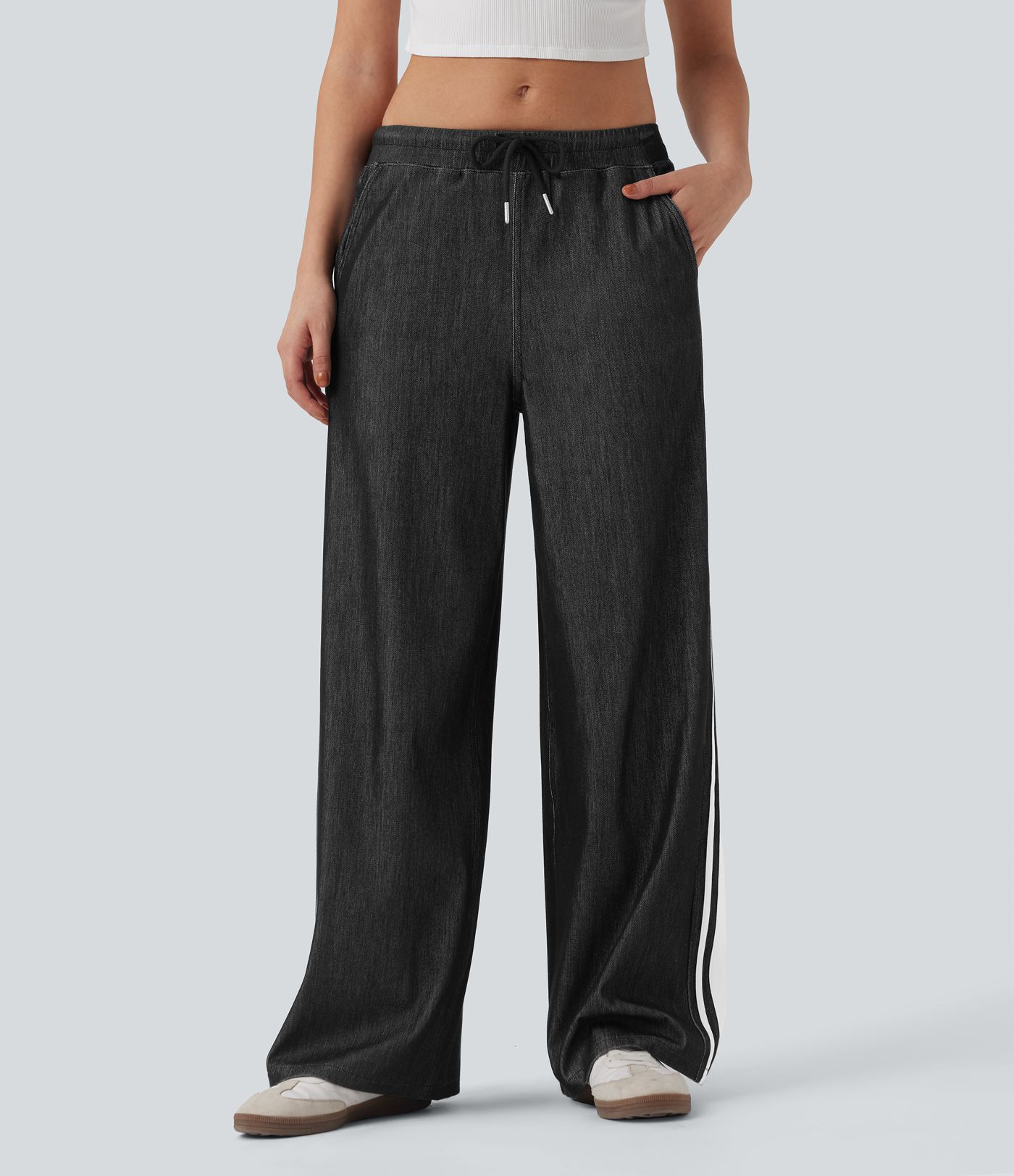 Halara Flex™ Low Rise Drawstring Color Block Striped Casual Baggy Sweatpants Trackpants Jeans with Pockets