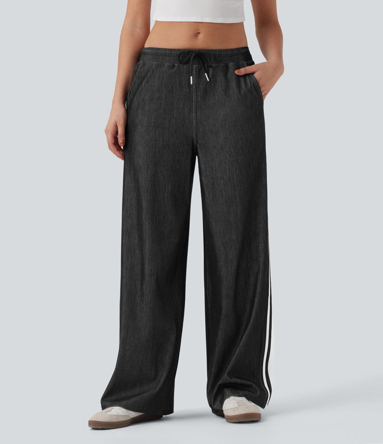 Halara Flex™ Low Rise Drawstring Color Block Striped Casual Baggy Sweatpants Trackpants Jeans with Pockets