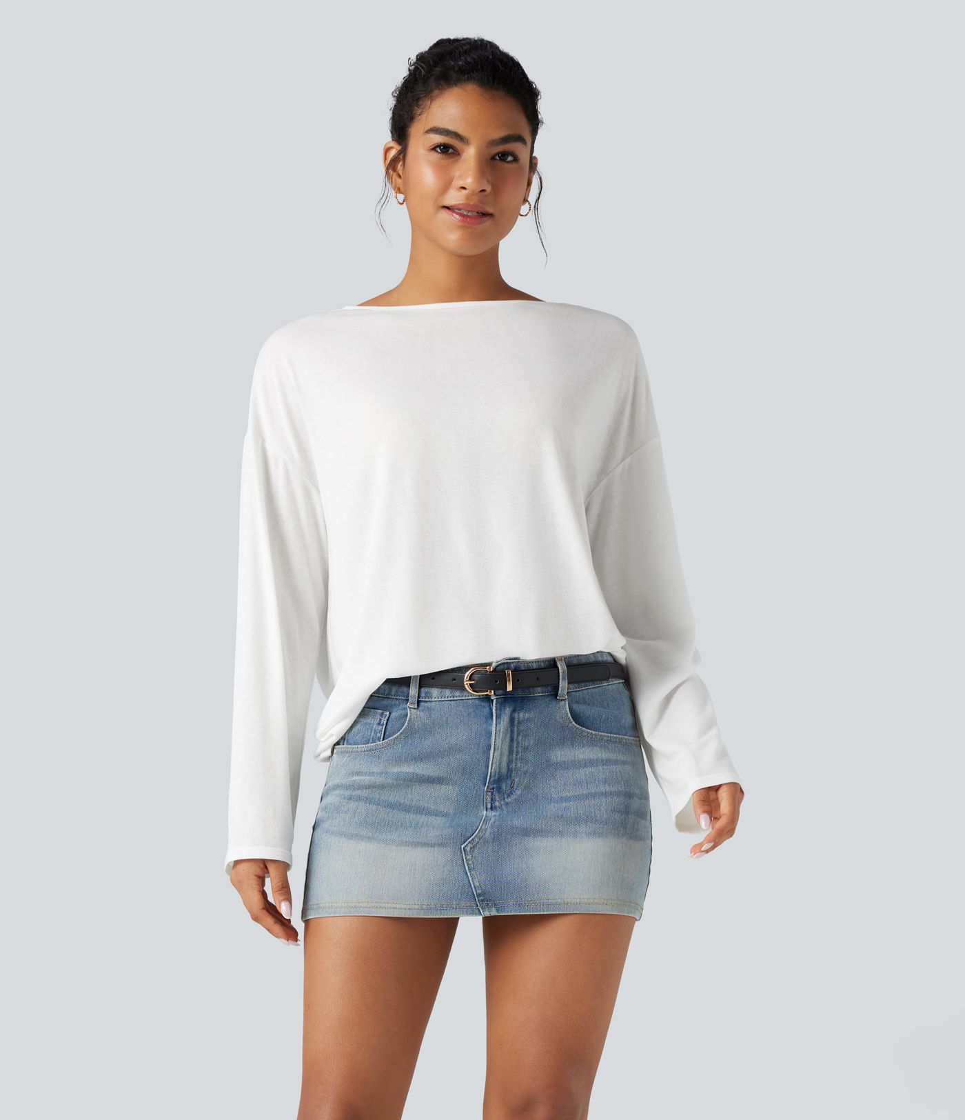 T-shirt oversize col bateau manches longues
