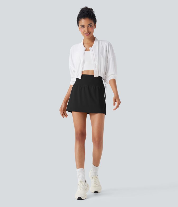 SoftlyZero™ QuickDry High Waisted Tummy Control 2-in-1 Color Block Mini Pickleball Skirt with Pocket