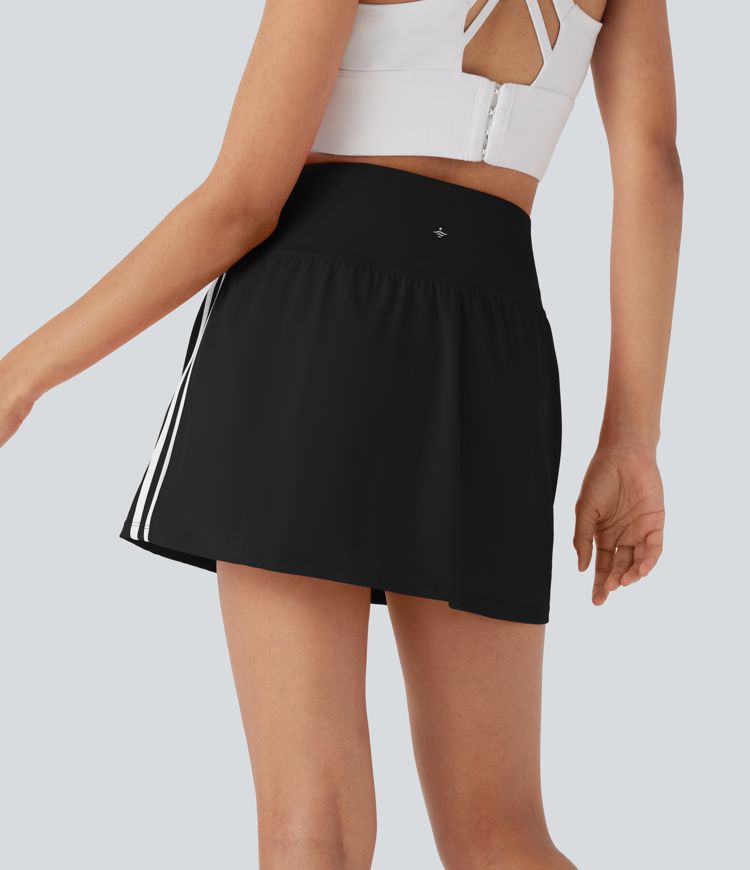 SoftlyZero™ QuickDry High Waisted Tummy Control 2-in-1 Color Block Mini Pickleball Skirt with Pocket