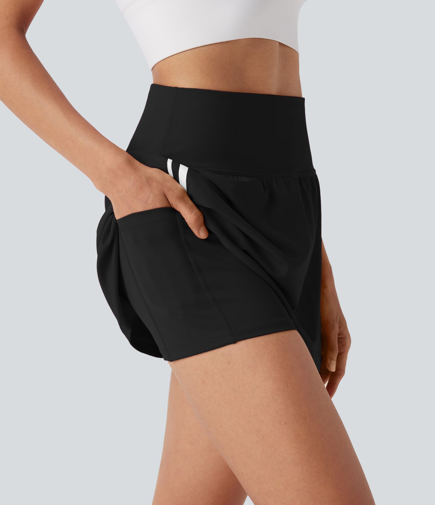 SoftlyZero™ QuickDry High Waisted Tummy Control 2-in-1 Color Block Mini Pickleball Skirt with Pocket