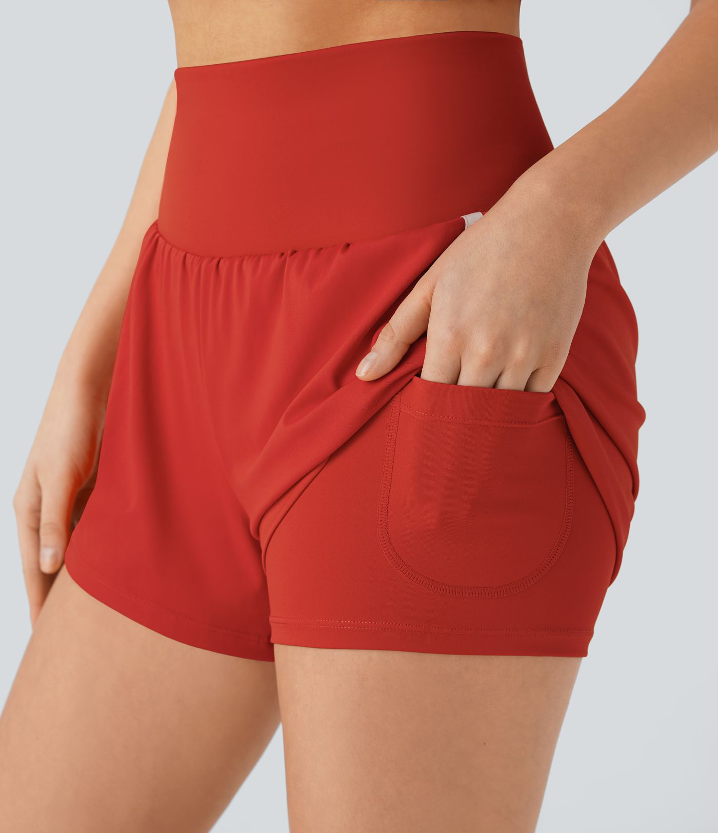 SoftlyZero™ QuickDry Super High Waisted Tummy Control 2-in-1 Color Block Yoga Shorts 3'' with Pockets