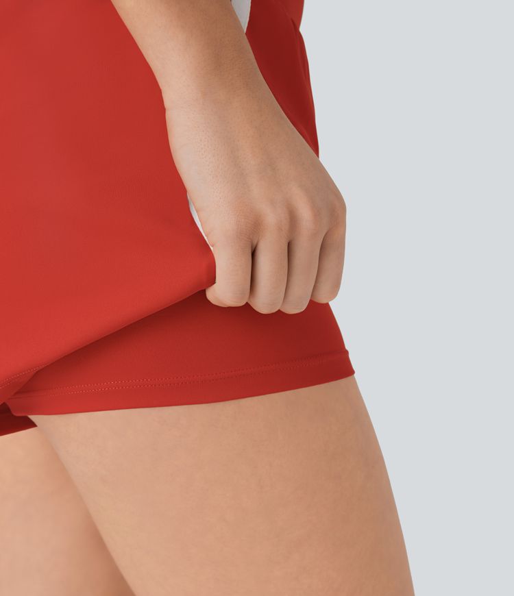 SoftlyZero™ QuickDry Super High Waisted Tummy Control 2-in-1 Color Block Yoga Shorts 3'' with Pockets