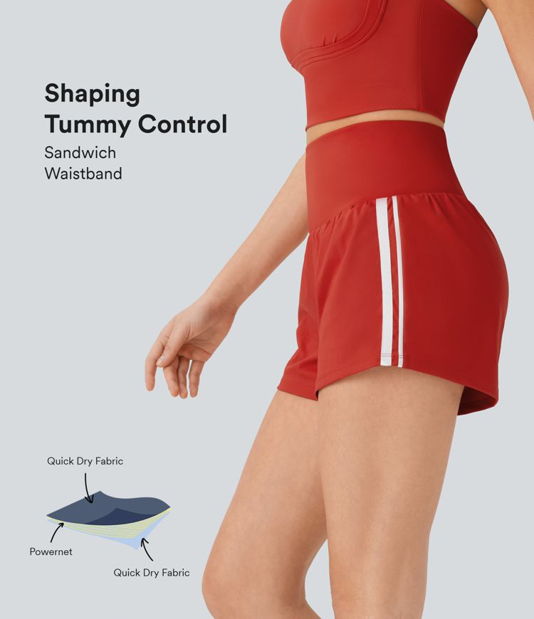 SoftlyZero™ QuickDry Super High Waisted Tummy Control 2-in-1 Color Block Yoga Shorts 3'' with Pockets