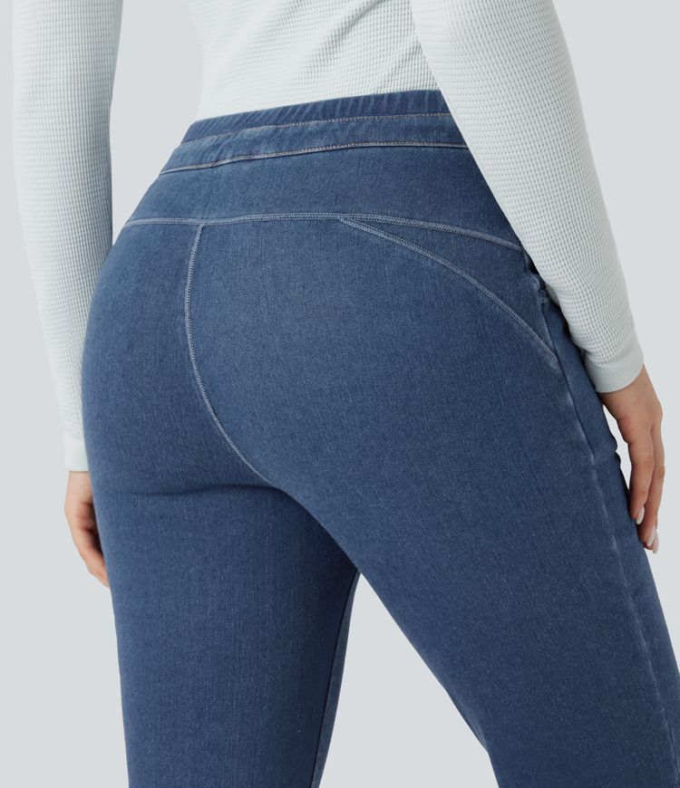 Halara Flex™ High Waisted Drawstring Denim Casual Flare Leggings with Pockets