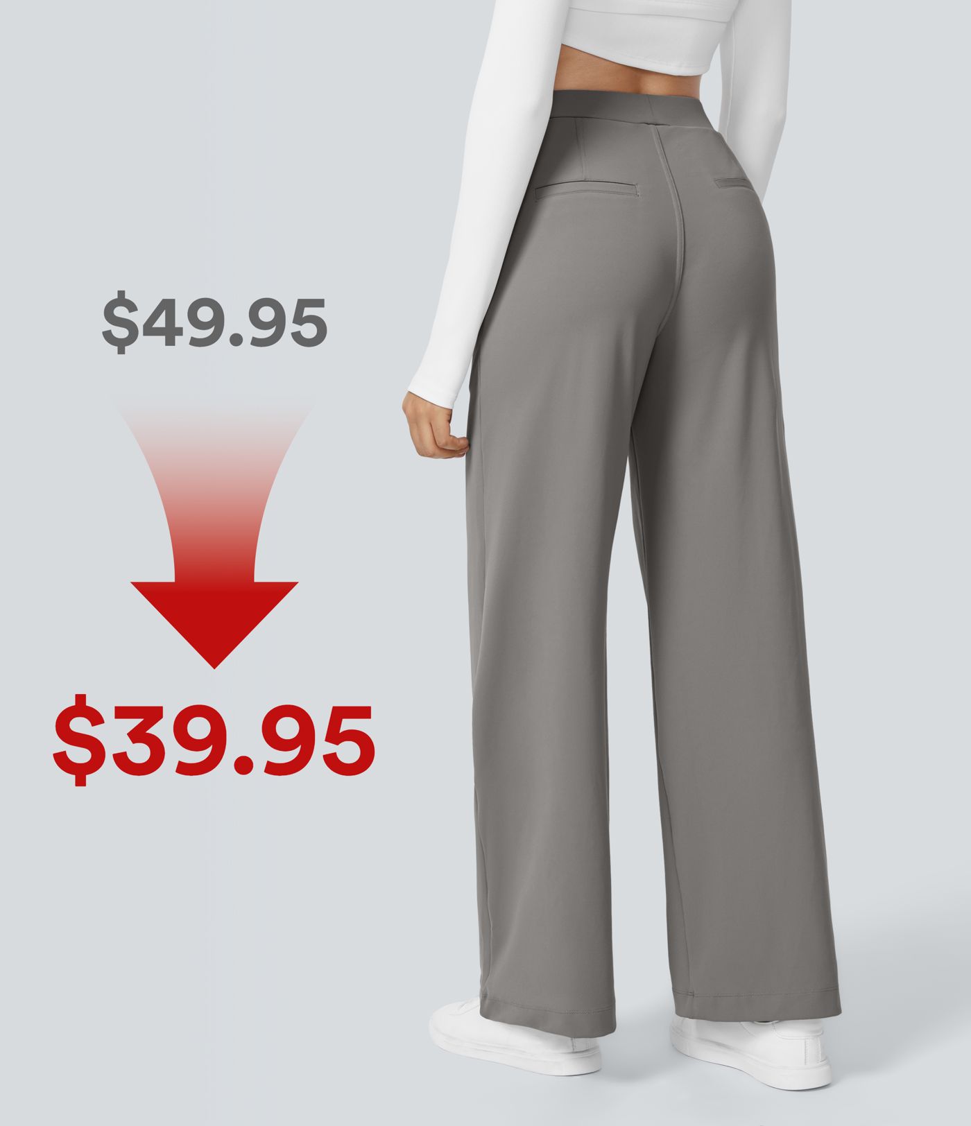 Pracovné nohavice s vysokým pásom, vreckami a rovnými nohavicami