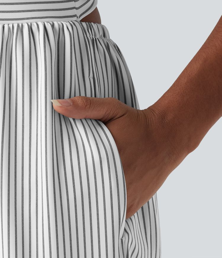 Twisted Backless Built-in Bra Stripes Casual Harem Jumpsuit with Pockets-Easy Peezy Edition