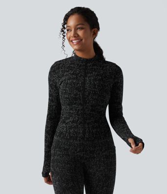 OneForm Seamless Flow chaqueta de yoga con cremallera, mangas largas y aberturas para el pulgar