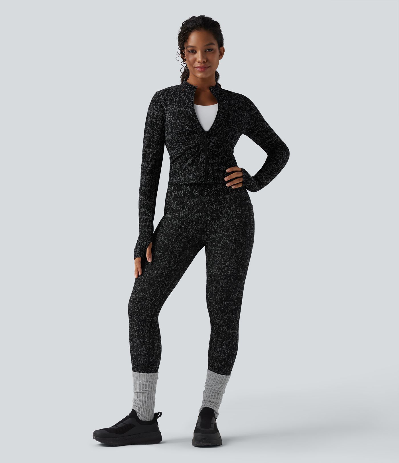 OneForm Seamless Flow chaqueta de yoga con cremallera, mangas largas y aberturas para el pulgar