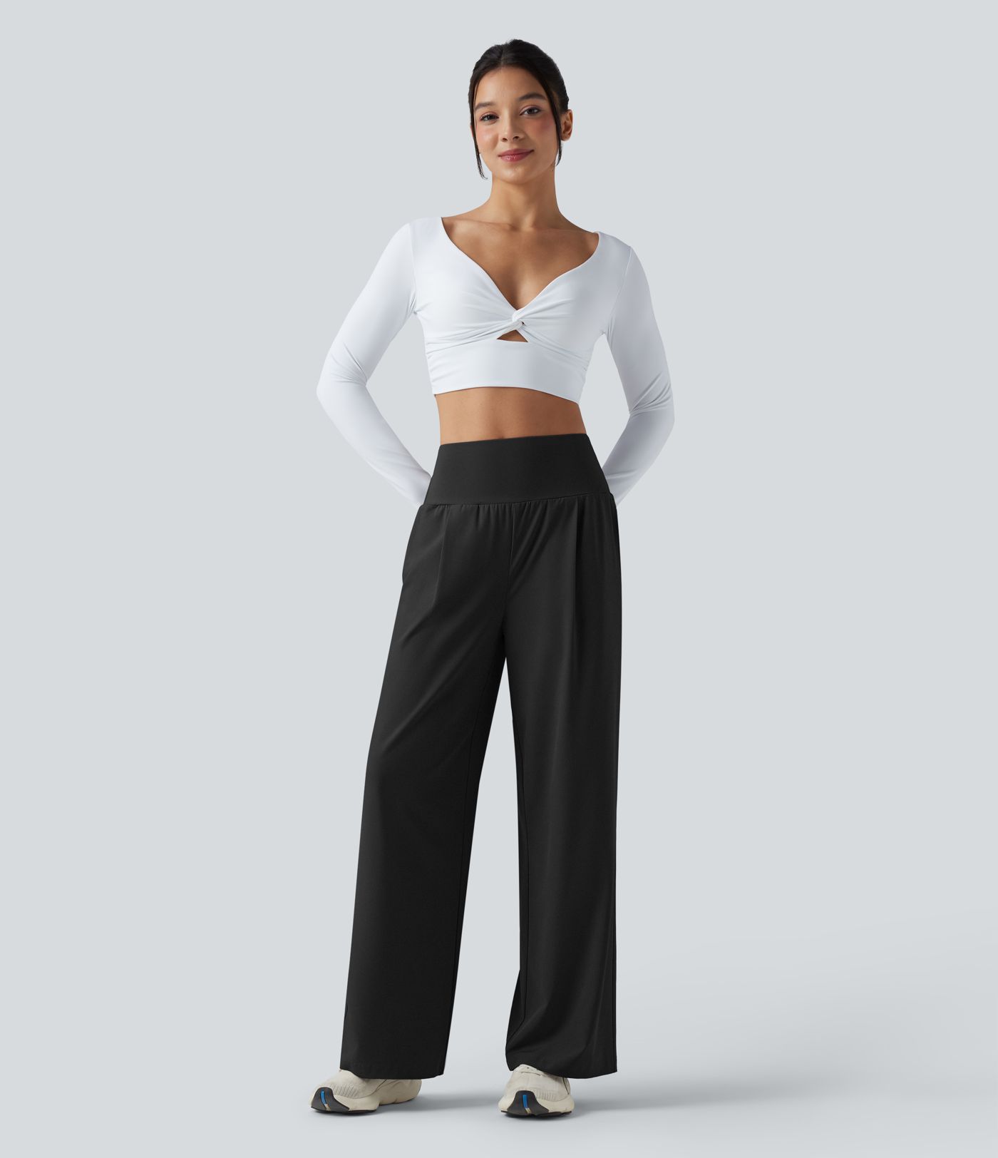 Breezeful™ - Workout-Hose mit hohem Bund, Seitentaschen und geradem Bein - schnelltrocknend