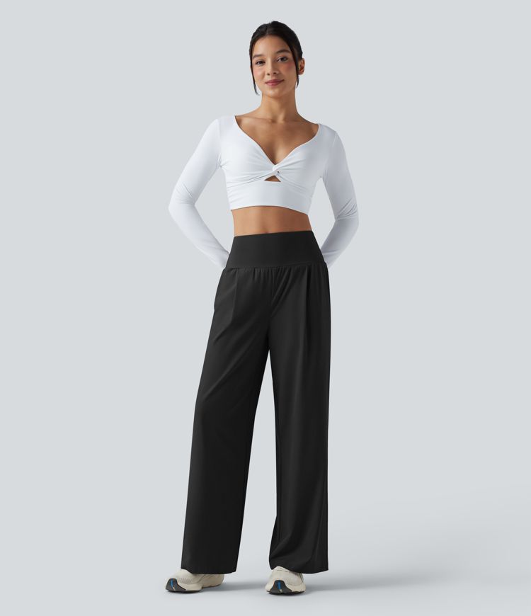 Breezeful™ - Workout-Hose mit hohem Bund, Seitentaschen und geradem Bein - schnelltrocknend