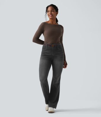 Halara Flex™ High Waisted Tummy Control Butt Lifting Denim Casual Bootcut Leggings with Pockets
