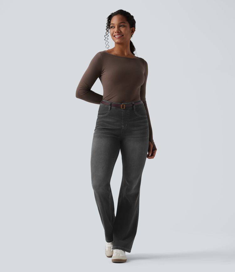 Halara Flex™ High Waisted Tummy Control Butt Lifting Denim Casual Bootcut Leggings with Pockets