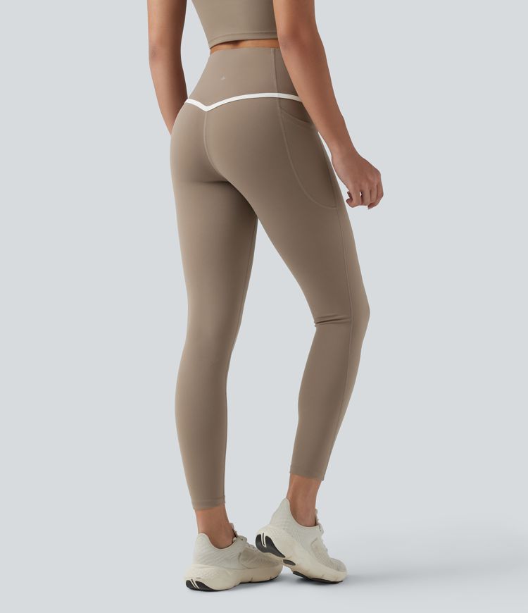 Legging 7/8 de yoga taille haute gainant color block Halara UltraSculpt™ avec poches
