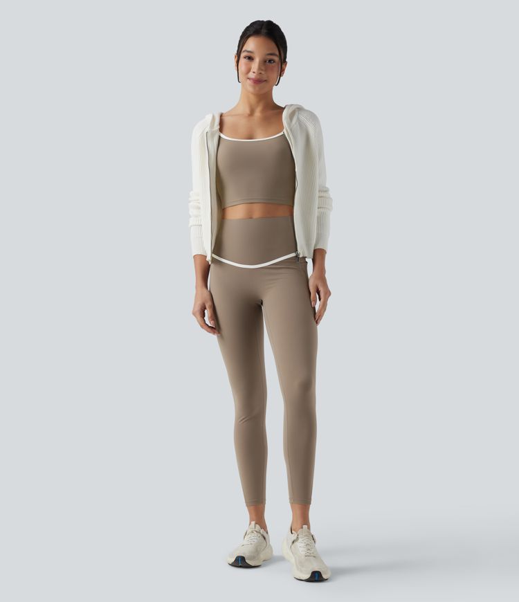 Legging 7/8 de yoga taille haute gainant color block Halara UltraSculpt™ avec poches