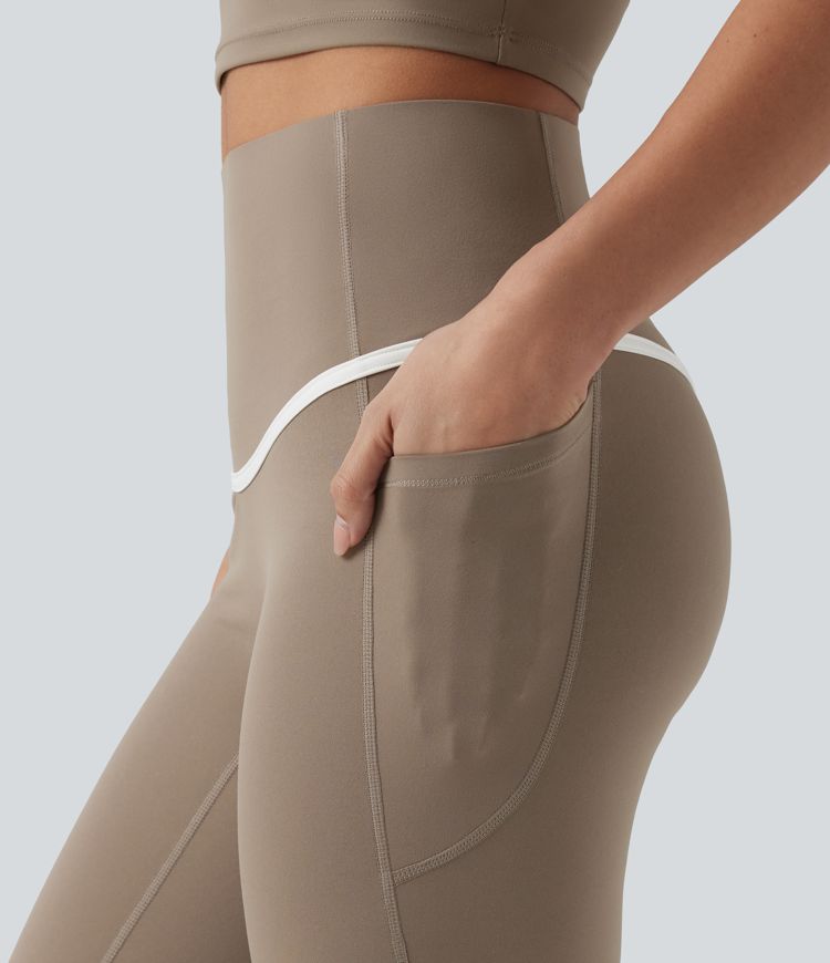 Legging 7/8 de yoga taille haute gainant color block Halara UltraSculpt™ avec poches