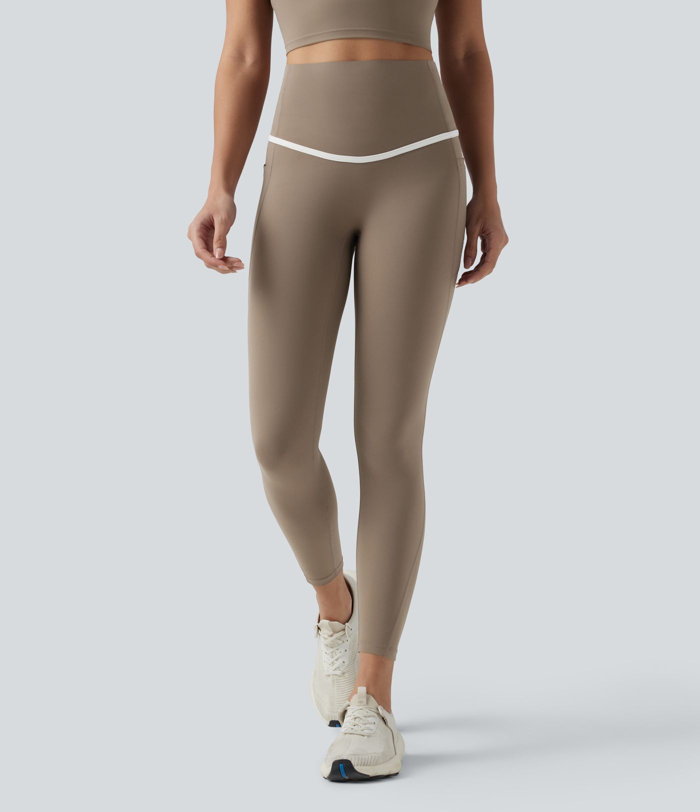 Legging 7/8 de yoga taille haute gainant color block Halara UltraSculpt™ avec poches