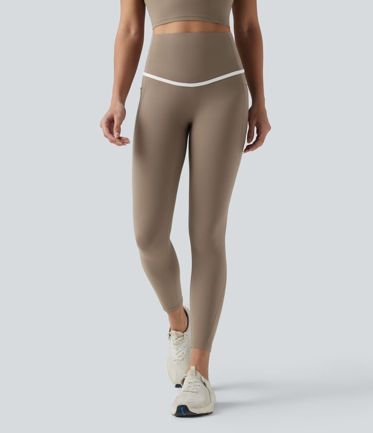 Legging 7/8 de yoga taille haute gainant color block Halara UltraSculpt™ avec poches