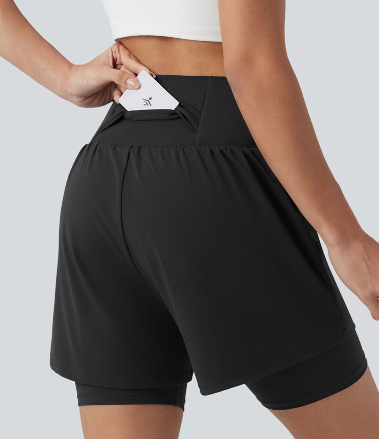 SoftlyZero™ Airy Super High Waisted 2-in-1 Cool Touch Yoga Shorts 7'' with Pockets