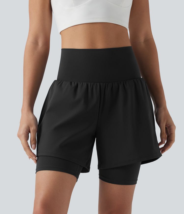 SoftlyZero™ Airy Super High Waisted 2-in-1 Cool Touch Yoga Shorts 7'' with Pockets