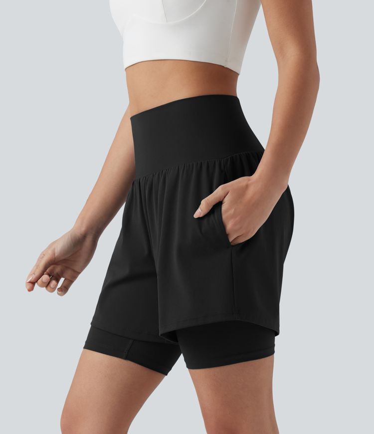 SoftlyZero™ Airy Super High Waisted 2-in-1 Cool Touch Yoga Shorts 7'' with Pockets