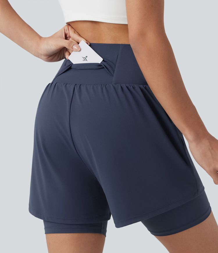 SoftlyZero™ Airy Super High Waisted 2-in-1 Cool Touch Yoga Shorts 7'' with Pockets