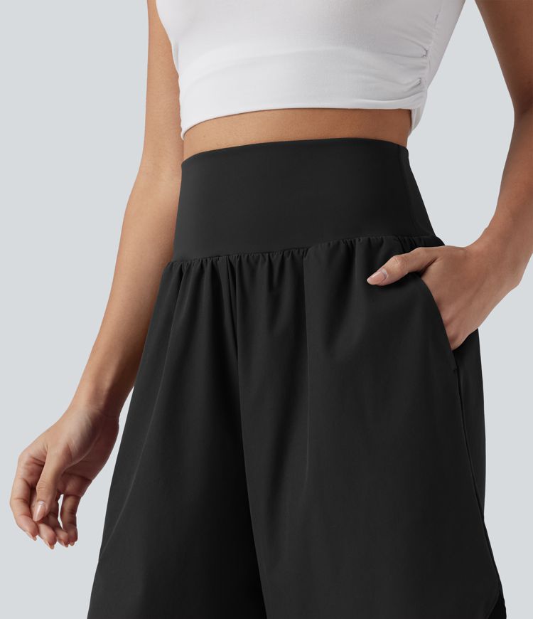 Breezeful™ - Urlaubs-Shorts mit hohem Bund, Seitentaschen, Bauchkontrolle und geschlitztem Saum - schnelltrocknend