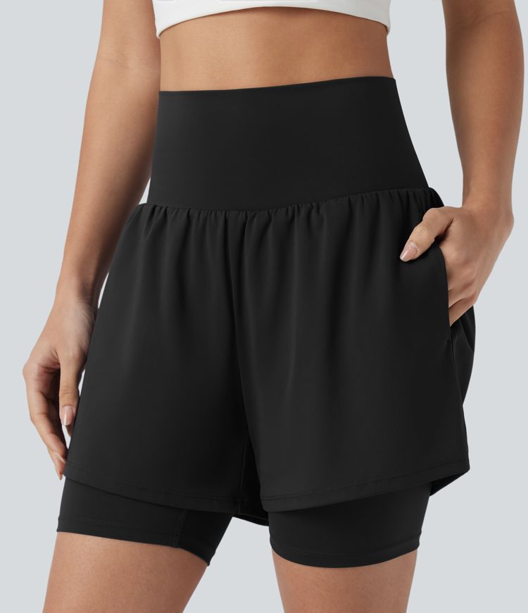 SoftlyZero™ Airy Super High Waisted 2-in-1 Cool Touch Yoga Shorts 7'' with Pockets