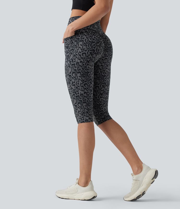 Halara UltraSculpt™ Leopard Print High Waisted Scrunch Butt Lifting Tummy Control Pedal Pusher Training Leggings with Pockets