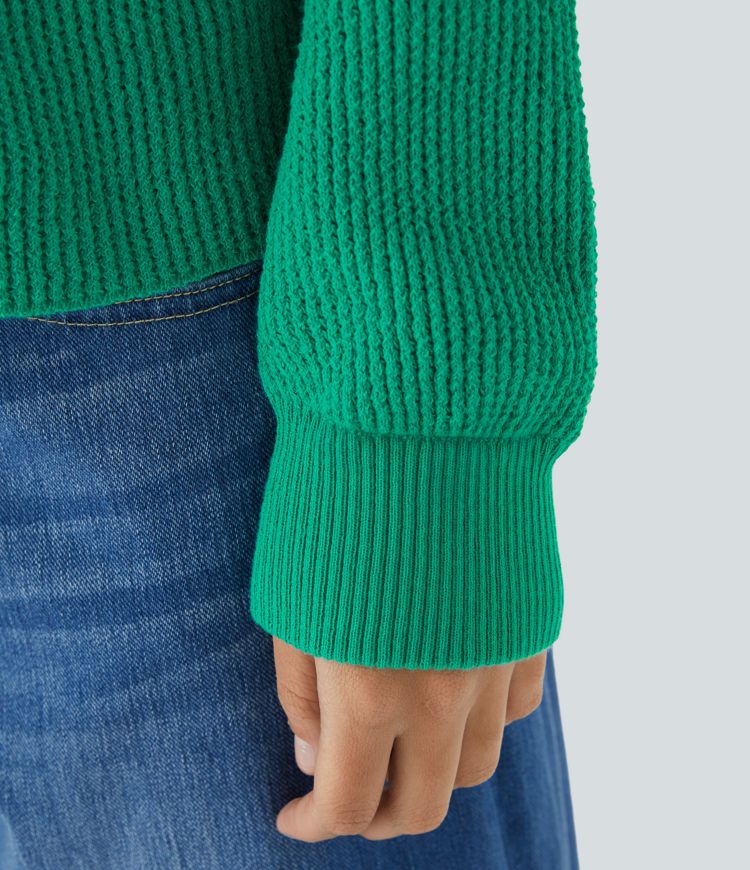 Round Neck Front Long Sleeve Casual Jumper