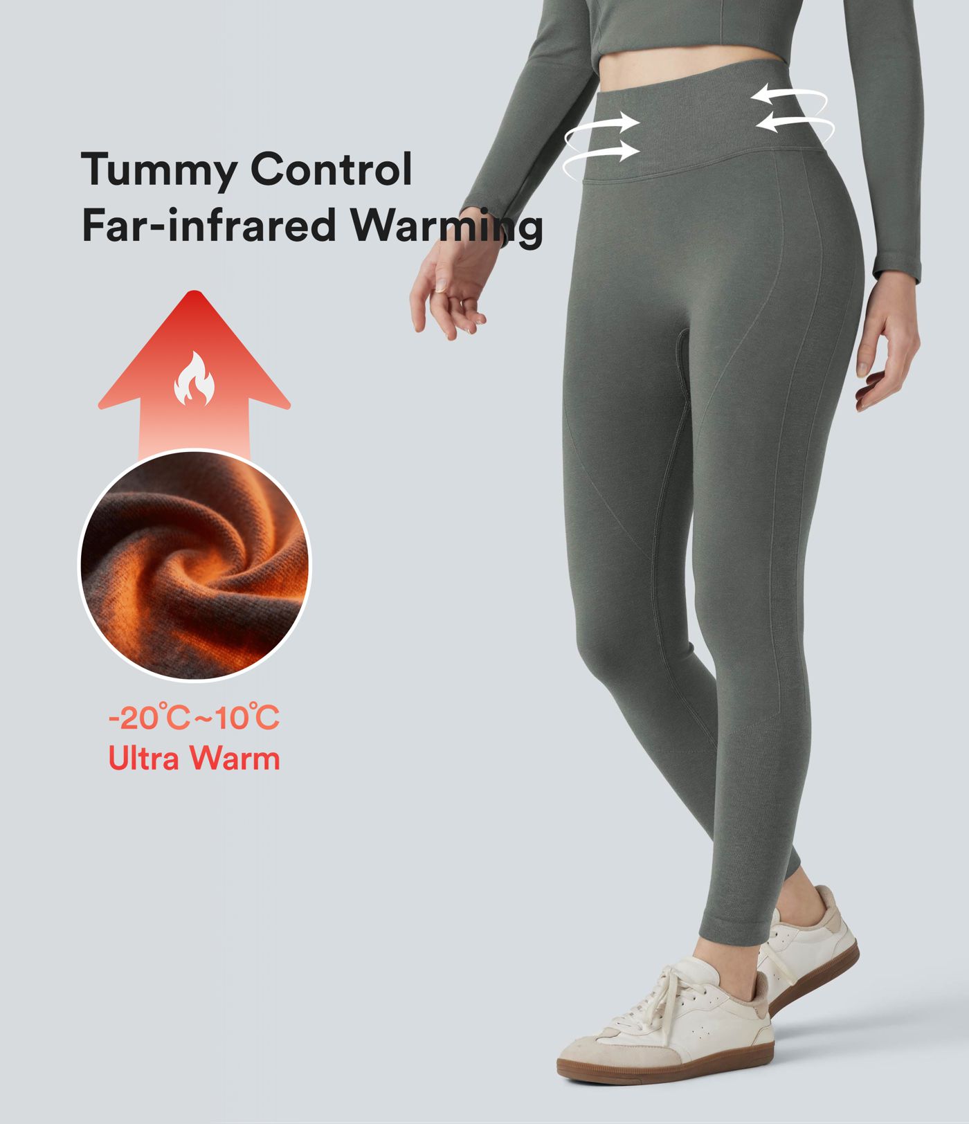 HeatCore OneForm Seamless Flow High Waisted Tummy Control Thermal Casual 7/8 Leggings