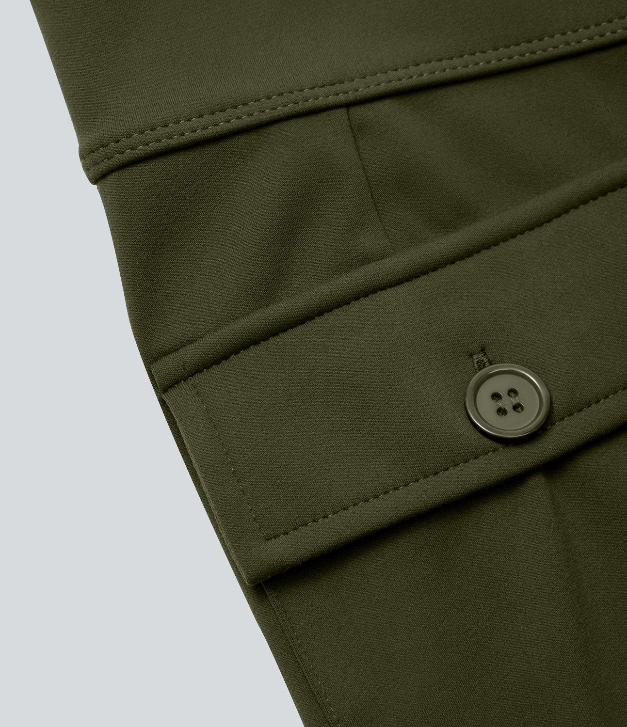 Pantalón cargo acampanado bolsillo solapa lateral botón tiro alto