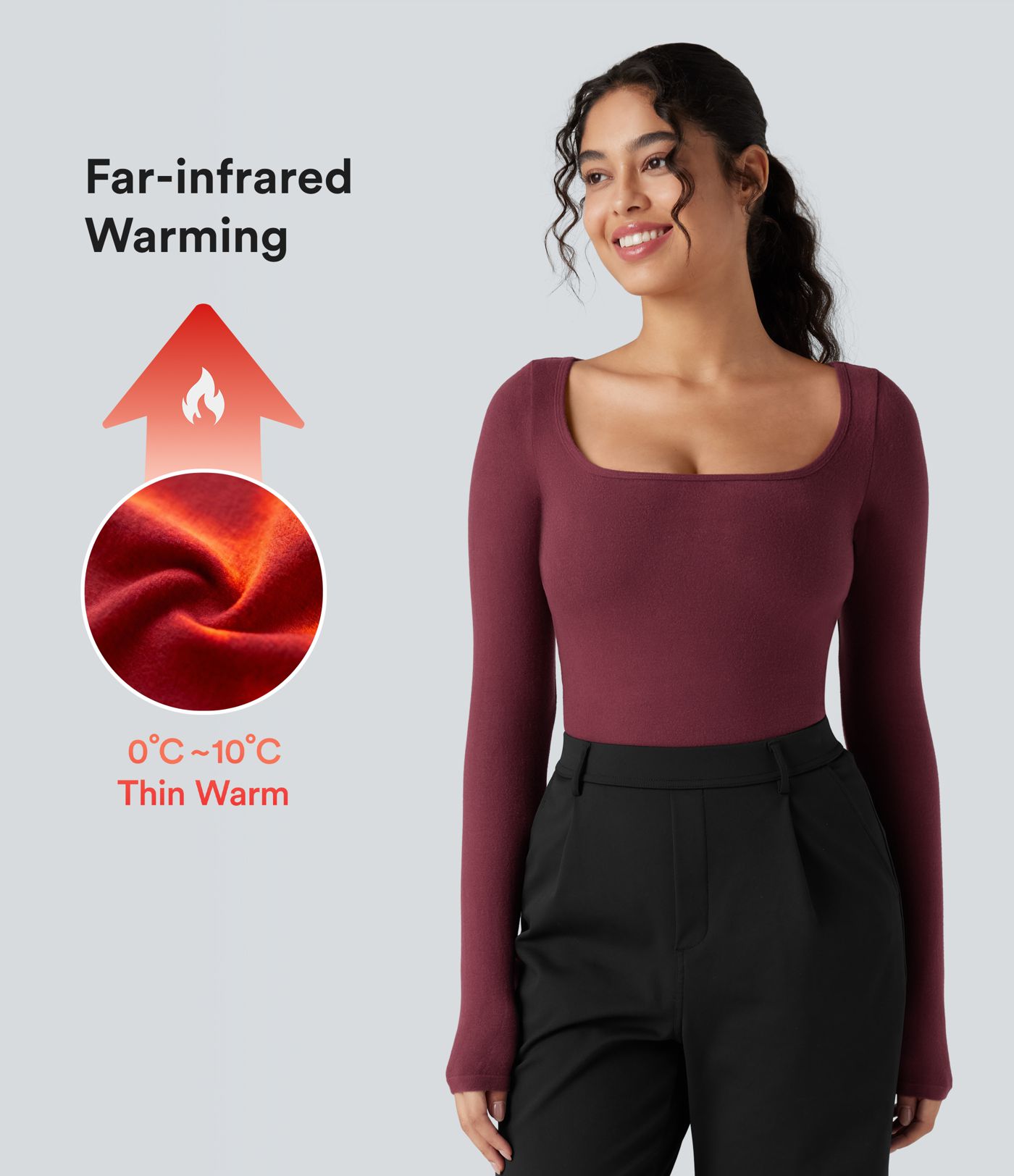 Scoop Neck Long Sleeve Work Warming T-Shirt