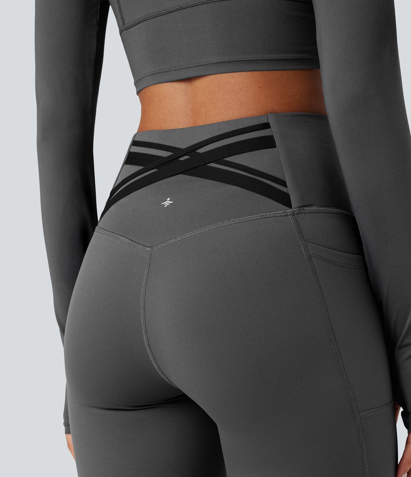 Halara Ultrasculpt™ Heat High Waisted Tummy Control Crossover Back Fleece Running Leggings with Pockets Halara Ultrasculpt™ Heat High Waisted Tummy Control Crossover Back Fleece Running Leggings with Pockets