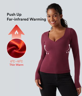 Halara HeatCore Push-Up Long Sleeve Casual Warming Top D/DD Cup