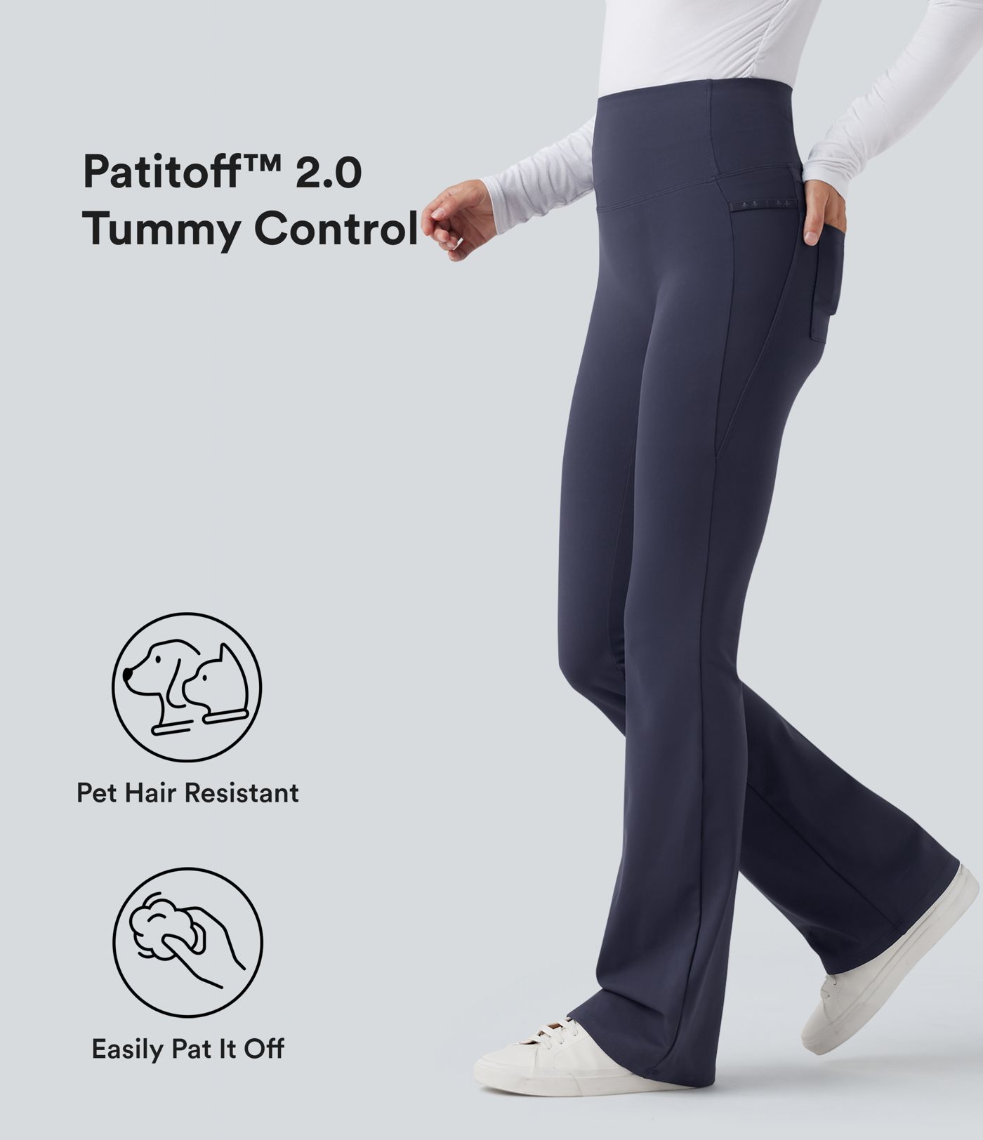 Patitoff™ 2.0 Pet Hair Resistant High Waisted Tummy Control Bootcut Casual Pants with Pockets