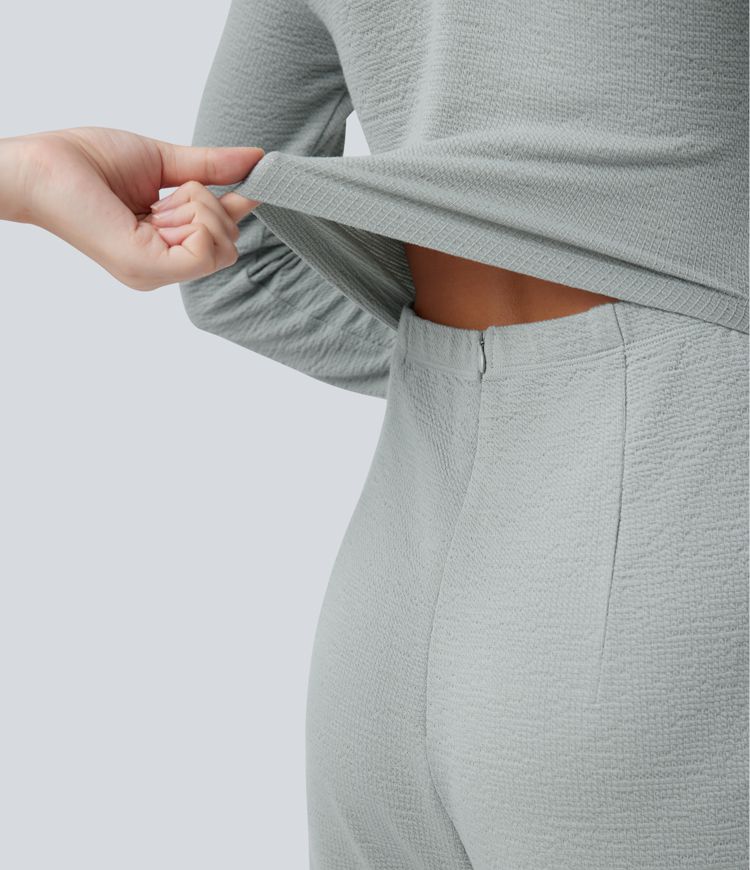 Combinaison décontractée à col en V, manches longues, avec poches — édition Easy Peezy