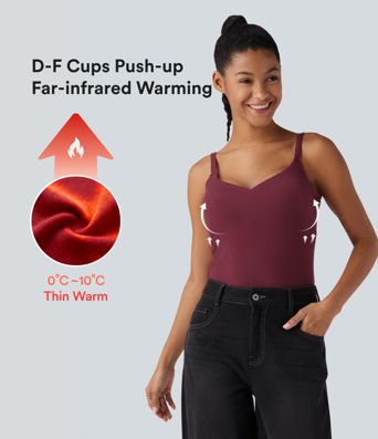 Halara HeatCore Molded Cups Push-Up Adjustable Straps Casual Warming Cami Top D-F Cups