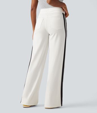 Halara Flex™ High Waisted Stripe Wide Leg Flowy Washed Denim Women Wide Leg Baggy Casual Jeans