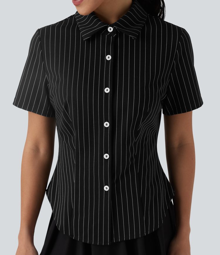 Short Sleeve Cool Touch Stripe Casual Shirt