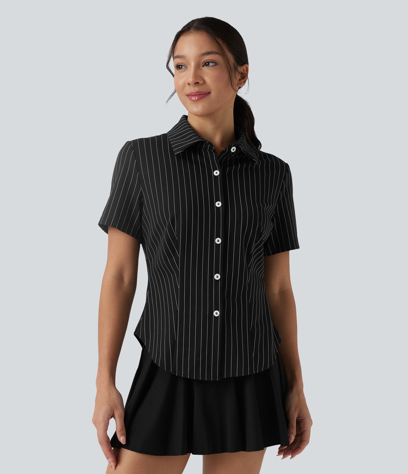 Short Sleeve Cool Touch Stripe Casual Shirt