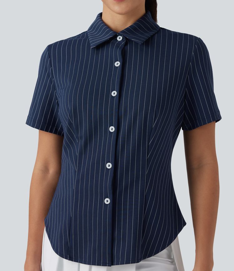 Kurzärmeliges, gestreiftes Freizeithemd mit Cool-Touch-Effekt