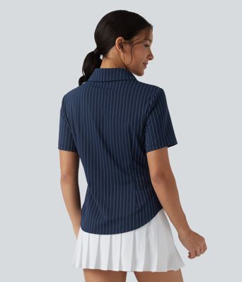 Kurzärmeliges, gestreiftes Freizeithemd mit Cool-Touch-Effekt