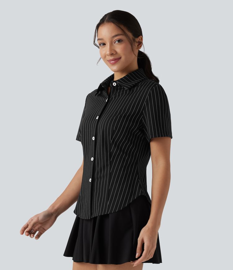 Short Sleeve Cool Touch Stripe Casual Shirt